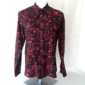 Loyal Threads Black & Red Retro Skulls & Guitars, Western Shirt
